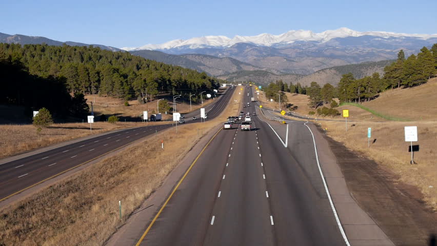 Interstate highway in the Rocky Mountains of Colorado, with the continental