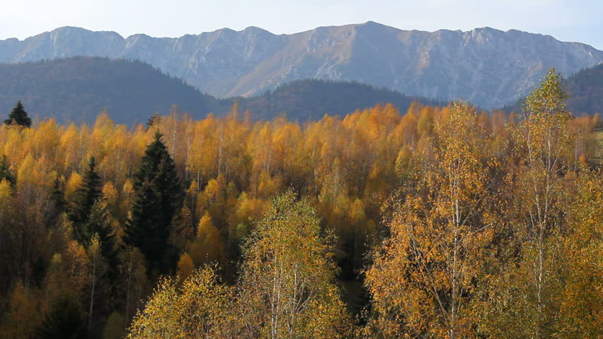Beautiful autumn mountain landscape, zoom out