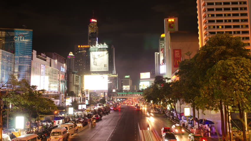 BANGKOK, THAILAND - NOVEMBER 8, 2013: Time lapse of busy traffic at night on