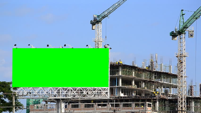 construction site and big billboard (green color)
