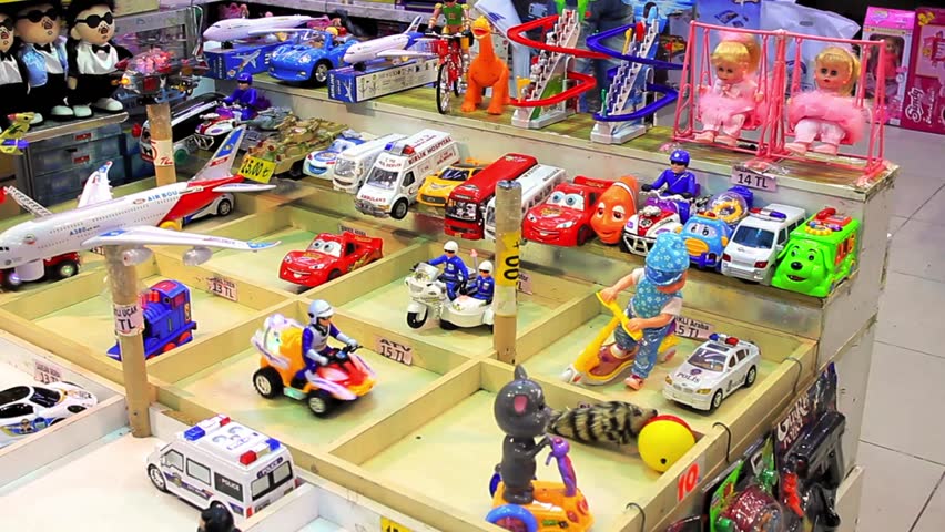 ISTANBUL - JUL 3: Toys shop at Eminonu underpass on July 3, 2013 in Istanbul,