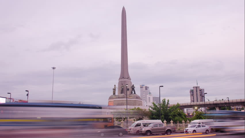 BANGKOK, THAILAND - NOVEMBER 8, 2013: Time lapse looking up at Victory Monument