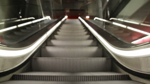 moving escalator up, mecanic, electic,  Stair and escalators in a public area. hd footage 1080 