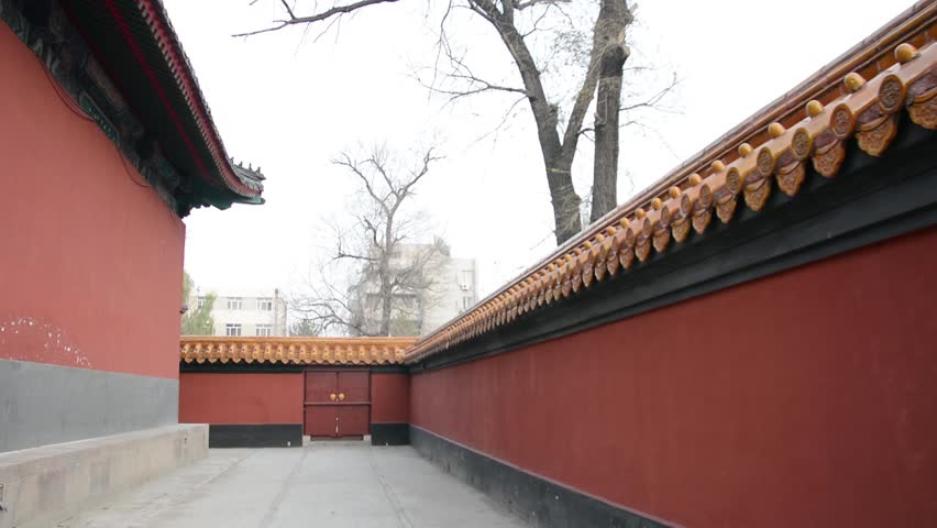 Temple of Confucius. The ancient Chinese door. located in Harbin City, Heilongjiang Province, China.
