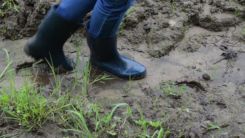rubber boots in mud