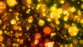 Abstract motion gold colors background, shining lights, sparks and fireworks like particles, seamless loop able.