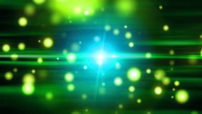 Abstract motion green colors background, shining lights, sparks and  particles, seamless loop able.