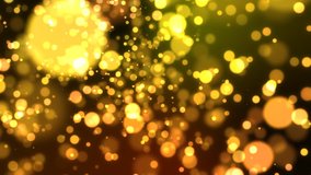 Abstract motion golden colors background, shining lights, sparks and  particles, seamless loop able.