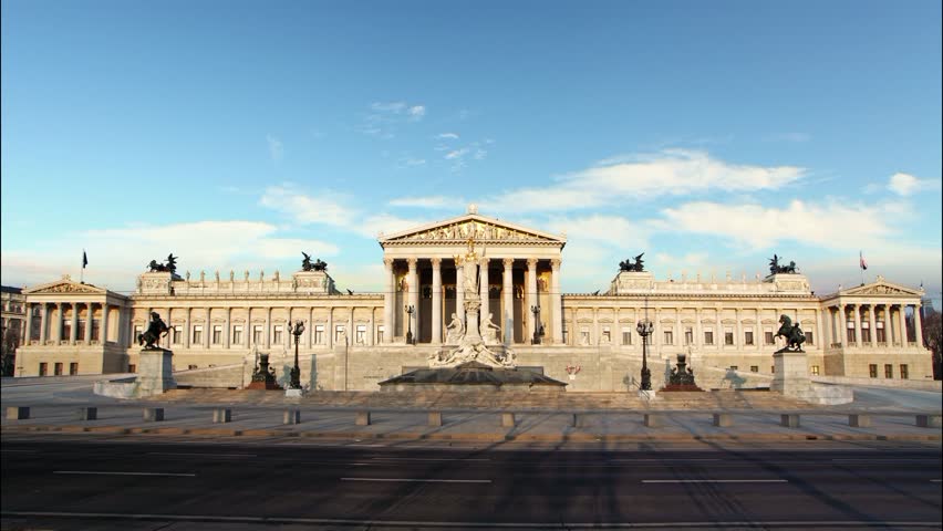 Vienna Parliament at day - time lapse