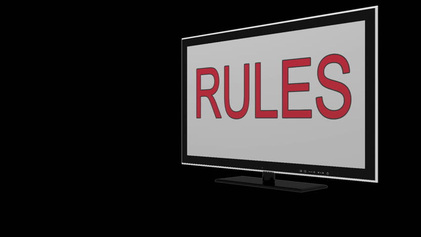 TV or Monitor with Rules text smashes. Comes with the Alpha Matte