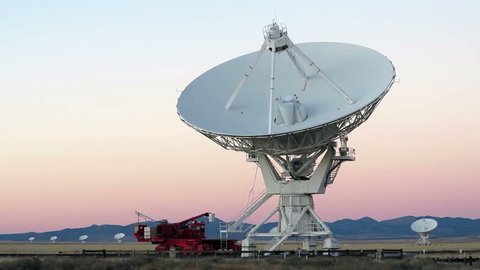 Very Large Array satellite dishes at Twilight in New Mexico, USA