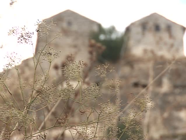 Old ancient houses of stone on the hill