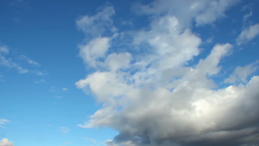 Classic cloud time-lapse, blue sky, clouds pass sunny day skies