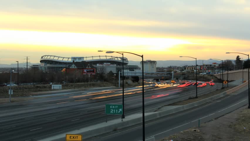 Time lapse of Denver traffic- wide shot.