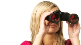 Young woman looking through binoculars  - Powered by Shutterstock - Get 15% off with code: PIKWIZARD15
