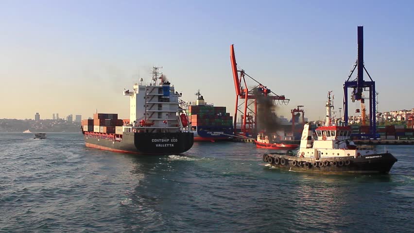 ISTANBUL - APR 29: Cargo Container ship CONTSHIP ECO (IMO: 9492751, Malta) sails