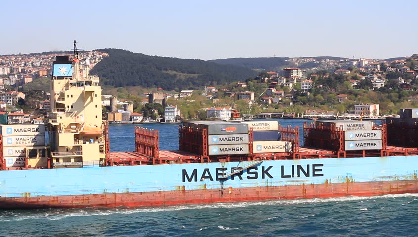 ISTANBUL - APR 13: Container Ship MAERSK BUTON (IMO: 9392925, Singapore) on