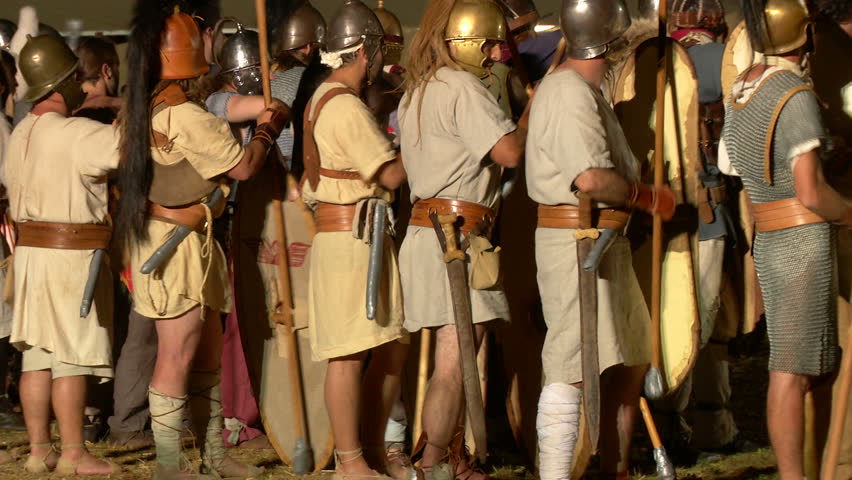 AQUILEIA - JUNE 22: Gaulish warriors during the reenactment of the battle of