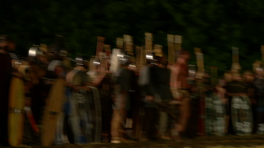 AQUILEIA - JUNE 22: Gaulish warriors during the reenactment of the battle of