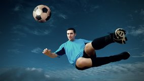 Timelapse view of soccer player with traditional ball (my effect: timelapse background and stop object)