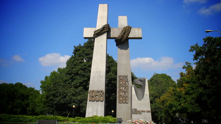 large crosses in poznan poland commemorating the 1956 protests and subsequent Polish protests against the Communist political system.