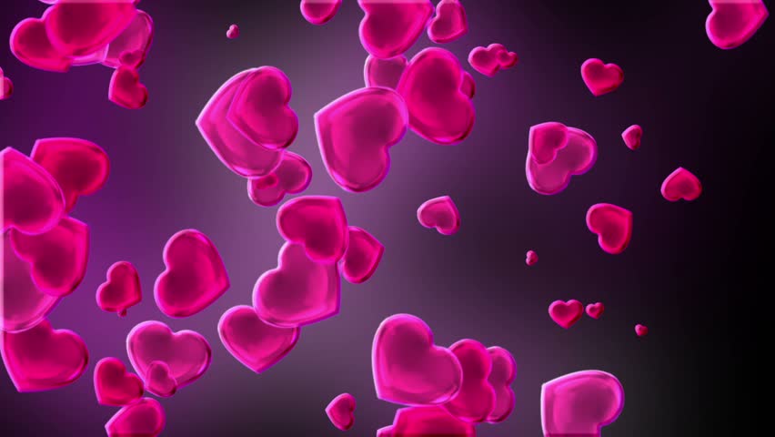Hot Pink  Cascading Valentine Love Hearts Abstract Background