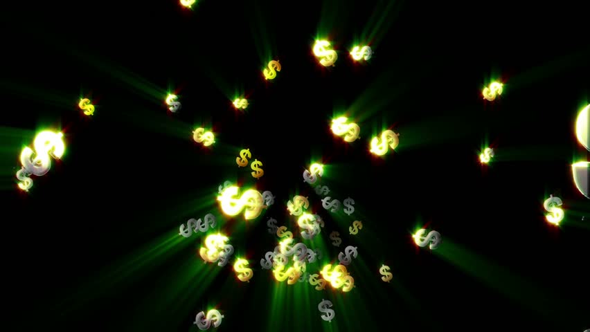 Gold Green Dollar Sign Cascading Abstract Background