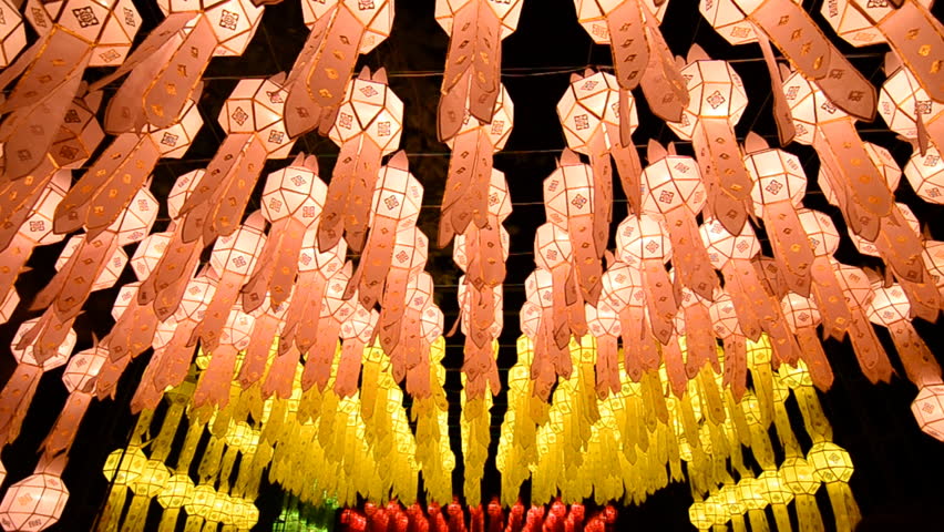 beautiful lanterns in loy krathong festival of chiang mai thailand