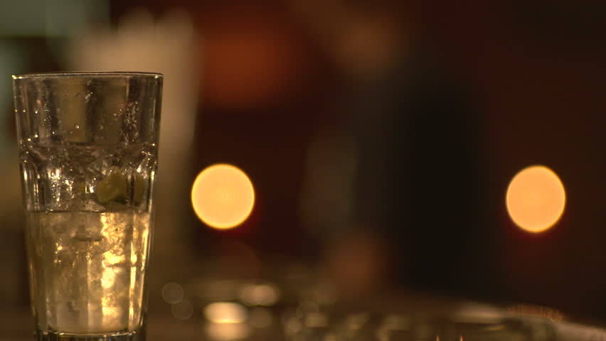 Closeup of cocktail - slow motion shot