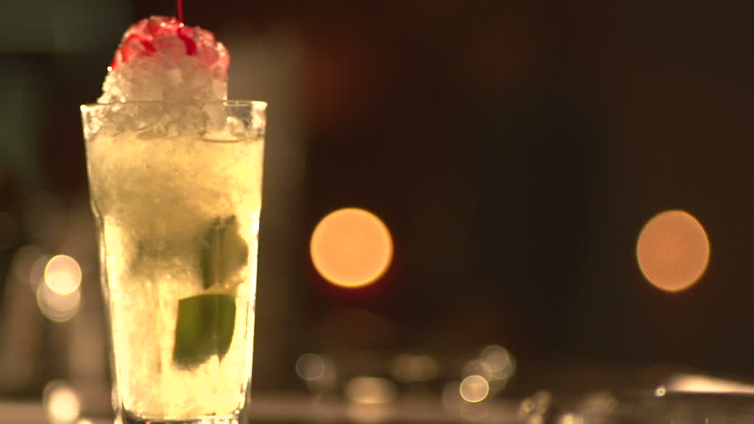 Closeup of cocktail - slow motion shot