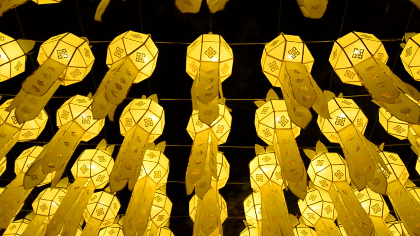 beautiful lanterns in loy krathong festival of chiang mai thailand
