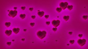 Hot Pink  Colored Cascading Valentine Love Hearts Abstract Black Background
