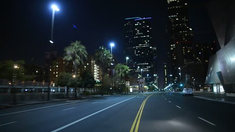 Driving POV LA Downtown 19 Night USA 60 seconds