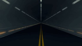 Animation of Driving through Highway Road Tunnel with motion blur and light at the end. Full HD Video Clip