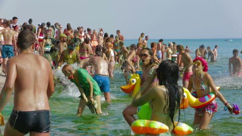 CRIMEA, UKRAINE – 06 AUGUST 2013 – Kazantip festival. Day party in the sea.