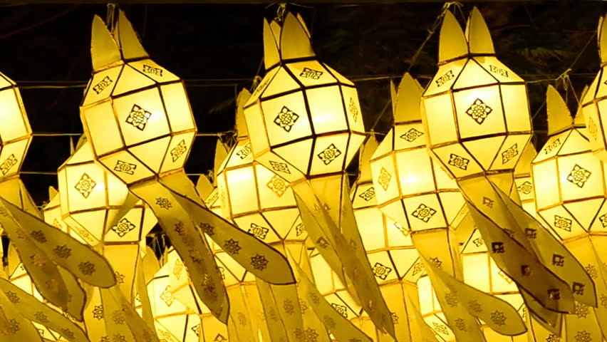 beautiful lanterns in loi krathong festival of chiang mai thailand