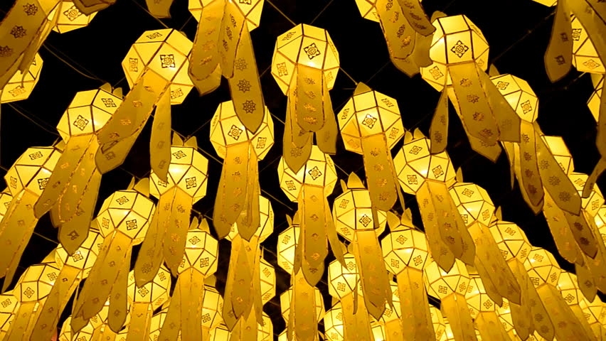 beautiful lanterns in loi krathong festival of chiang mai thailand