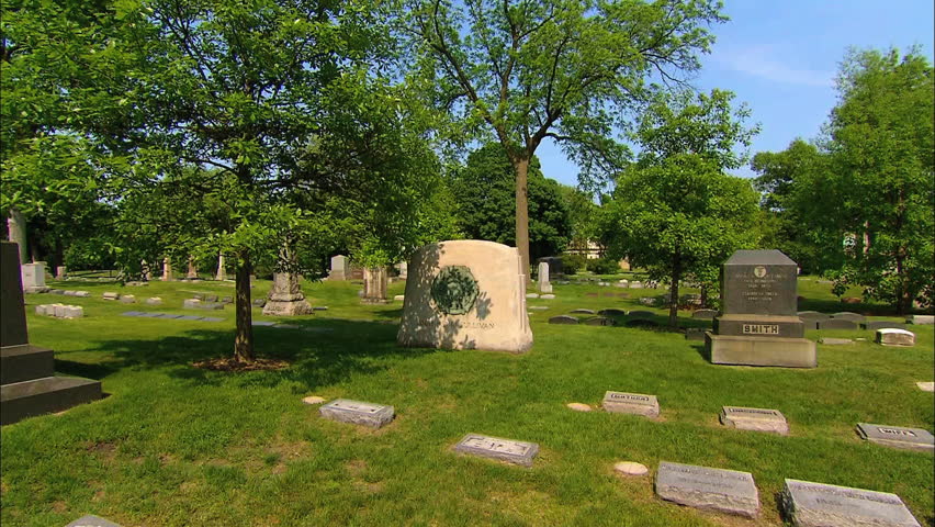 Various shots of graves in a cemetery in Chicago