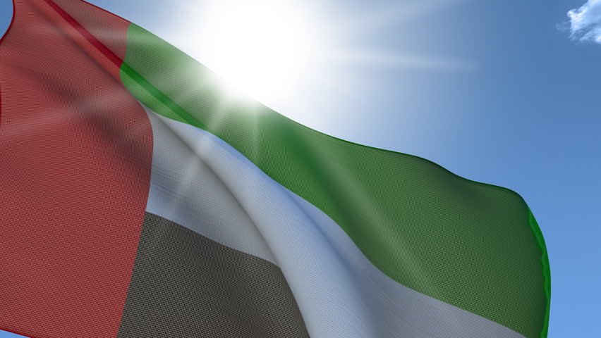 Flag of Arabs Emirates United waving on the wind. Loop. Fabric Details Royalty-Free Stock Footage #5112821