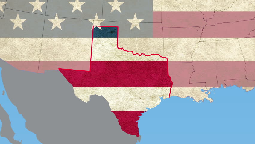 Texas pull out, smooth USA Map, vector origin. No signs or letters. All 50