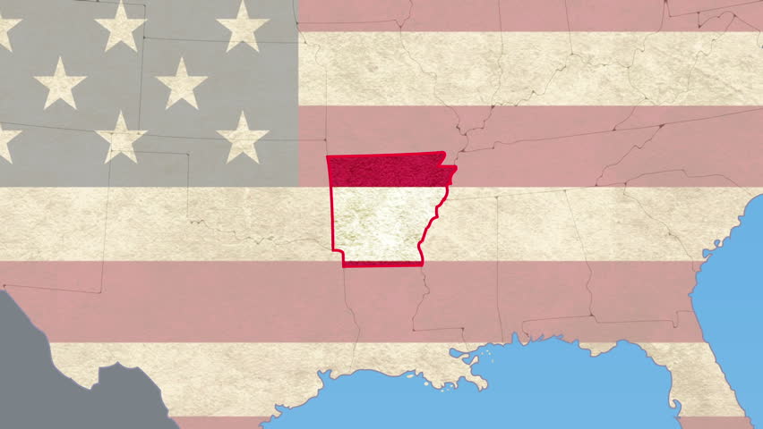 Arkansas pull out, smooth USA Map, vector origin. No signs or letters. All 50
