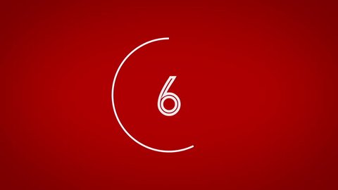Countdown animation from 10 to 0. With awesome white graphical circles and red background