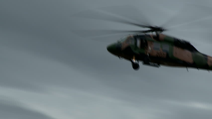 A blackhawk helicopter in flight