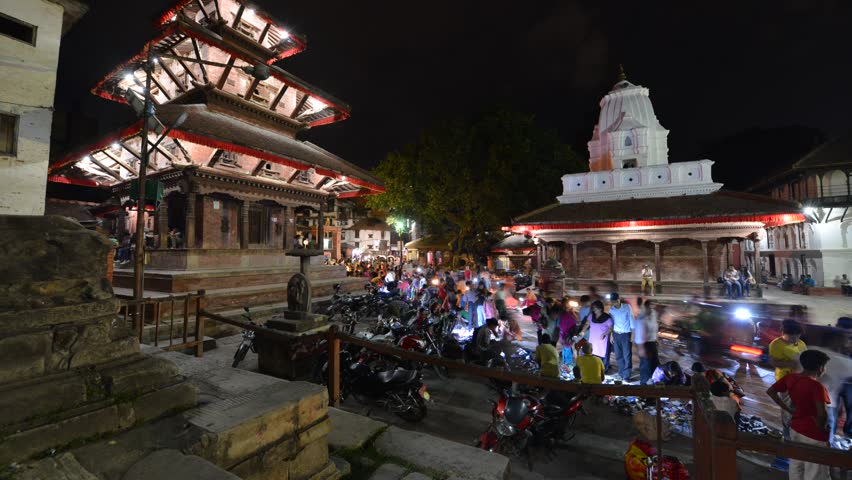 Time lapse - Katmandu Durbar square at evening, Nepal