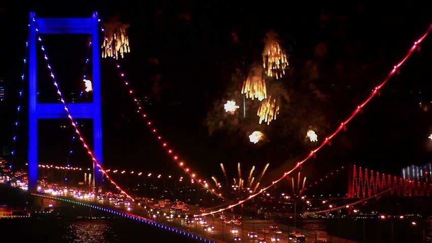 Bosphorus, Istanbul New Year Eve - Superimposed
