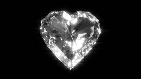 Shining and spinning diamond heart - loopable animation on black