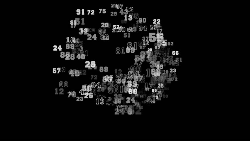 Swirling animation of white and gray sports-style numbers, spiraling outwards
