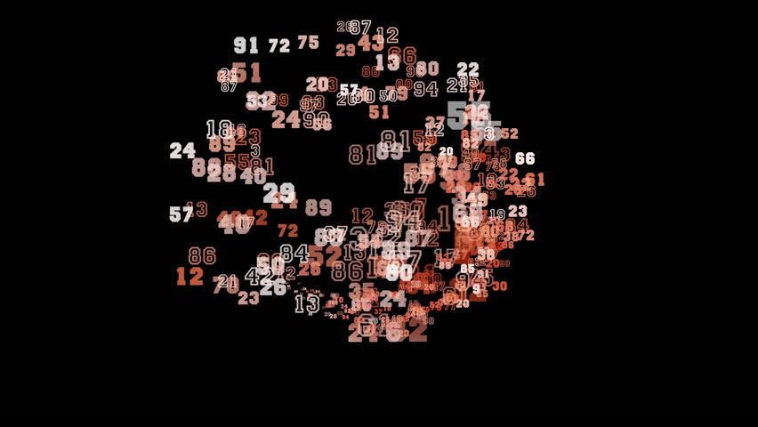 Swirling animation of white and orange sports-style numbers, spiraling outwards