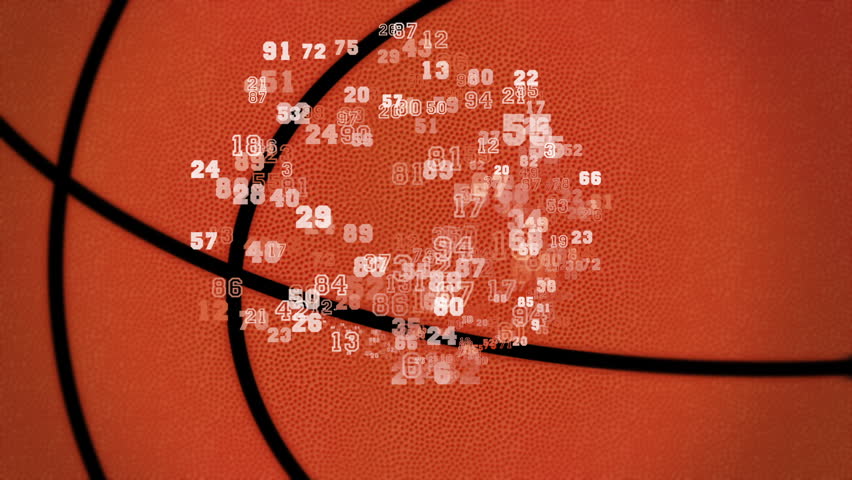 Swirling animation of white and orange sports-style numbers, spiraling outwards