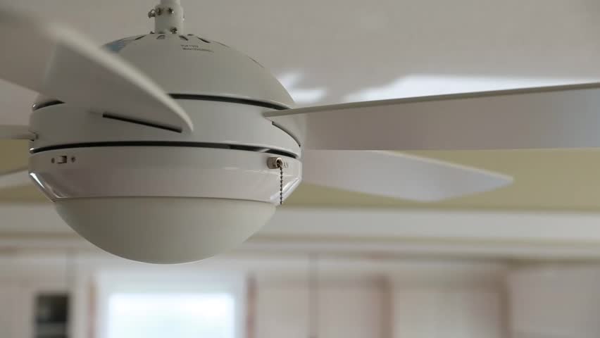 A ceiling fan inside a home